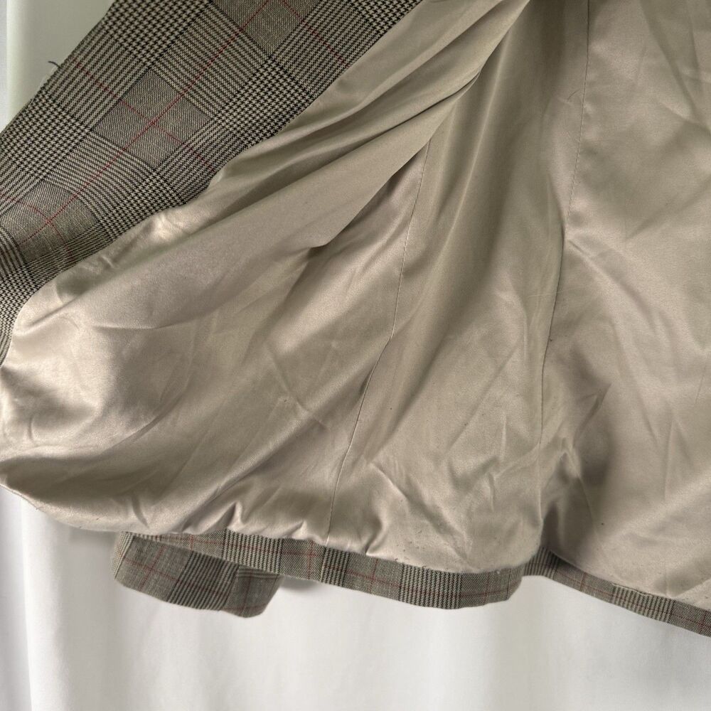 Skies Are Blue Blazer Women's Large Petite Brown Plaid Open Front Long Sleeve - Picture 9 of 12